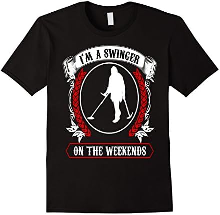 Mens Funny Metal Detecting T Shirt - Swinger On The Weekends Large Black