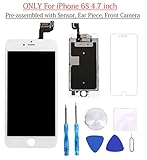 Glob-Tech iPhone 6s Screen Replacement LCD Touch Digitizer Full Assembly for iPhone 6s 4.7" with 3D Touch,Built-in Components(Facing Proximity Sensor, Ear Piece, Front Camera),Tools,White