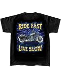 Ride Fast Live Slow Enjoy Life Biker Cruiser Graphic T-Shirt