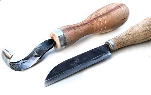 Spoon Carving Tool/Knife Set - 2pcs: Wood Carving Tool & Spoon Carving Hooked Knife. Best Set for Carving Spoons Bowls kuksa and Cups - by Stamesky. - Thumbnail 7