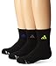 adidas Boys Cushion Quarter Socks (Pack of 3), Black/Bold Blue - Light Onix - Semi Solar Yellow, Medium