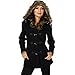Alpine Swiss Duffy Womens Black Wool Coat Fur Trim Hooded Parka Jacket Large