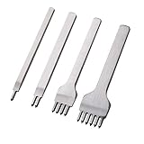 4mm Lacing Stitching Chisel Set Hole Punch Tool 4PCS 1+2+4+6 Prong Diamond Hand Working Hole DIY