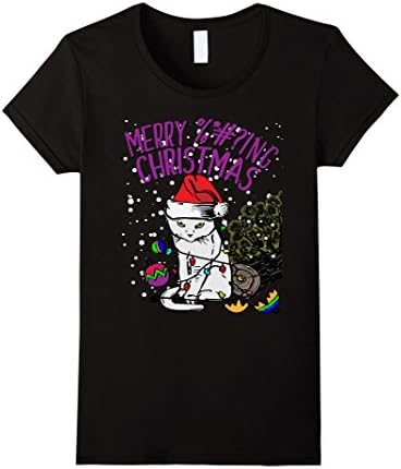 Womens Funny Christmas Shirts Merry F-ing Christmas T-Shirts XL Black