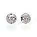 NBEADS 10 Pcs 8mm Micro Pave Cubic Zirconia Beads, Platinum Color Brass Clear Crystal CZ Stones Pave Micro Setting Disco Ball Spacer Beads Round Cubic Zirconia Charm Beads for Jewelry Making