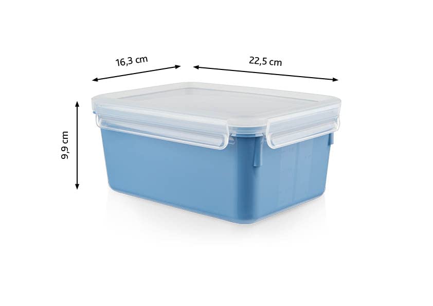 Emsa Frischhaltedose mit Deckel 2,2l Clip & Close Color Edition, 100% auslaufsicher, hygienisch, spülmaschinenfest, mikrowellengeeignet, gefriergeeignet, blau, N10128 9