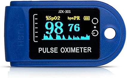 PHYSEMO Pulse Monitor Oximeter SpO2 Blood Oxygen Saturation OLED Fingertrip Sensor Portable Anti-Movement Water Proof FDA with Audio Visual Alarm and Respiratory Rate Digital LED Heart Rate Monitor