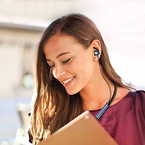 Jomifit Bluetooth 5.0 Neckband Headphones, Wireless Neckband Headset Stereo Noise Cancelling, IPX5 Waterproof Sports Earphones, Gym, Workout, Travel, Business, Magnetic Earbuds – Blue