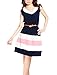 Allegra K Women V Neck Sleeveless Striped Panel Flared Short Skater Dresses