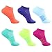New Balance Children's No Show Socks (6 Pack), White/Purple/Blue/Green/Yellow/Orange/Pink, Shoe Size 9.5-3