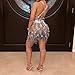 Women’s Warp Tie Party Dress – Ladies Sexy Deep V Neck Sleeveless Mini Dress – Shiny Sequin Back Crisscross Club Cocktail Dressthumb 3