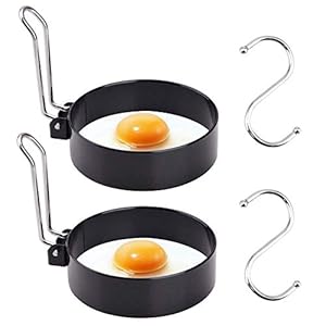KECRULV Spiegeleivorm eierringen, 2 stuks roestvrij stalen ronde spiegeleivorm voor spiegelei eieren pannenkoeken…