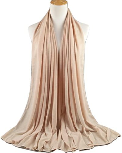 Plain Maxi Jersey Glitter Sparkle Shine Hijab Women's Scarf Headwrap Shawl Large Size (BEIGE)