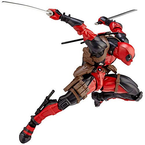 GOODKSSOP Joint Flexible Movable Amazing Yamaguchi Revoltech Kaiyodo DP Deadpool X-Men Classic Character Action Figure Model Toy Xmas Gift (Red)