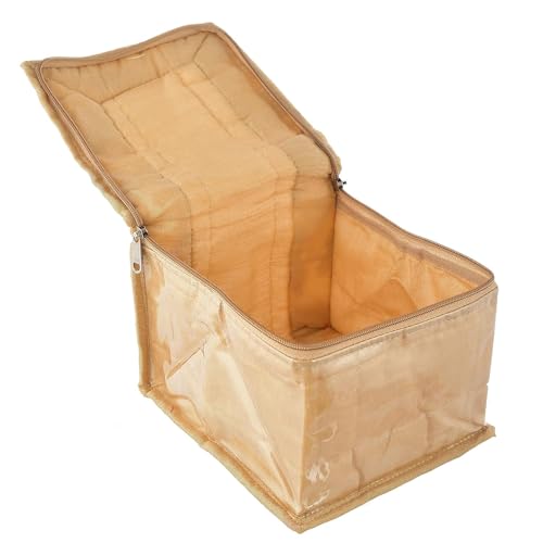 Kuber Industries Polyester Jewellery Kit | Cosmetic Storage Box | Travel Pouch | Jewellery Box for Women | Jewellery Makeup Organizer | 10 Different Pouch | Flower Printed | Gold 3