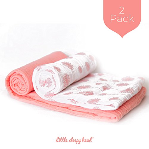 Little Sleepy Head Baby Swaddle Blanket Set - Coral Wishes - 2 Pack Little Sleepy Head Baby Swaddle Blanket Set - Coral Wishes - 2 Pack