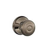 Schlage F10GEO620 Georgian F10 Round Door Knob Lock, Solid, Antique Pewter