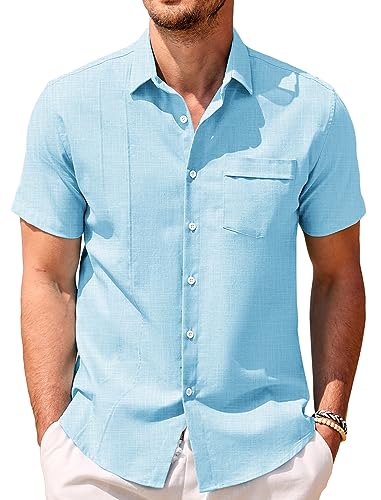 COOFANDY Mens Beach Shirts Short Sleeve Button Up