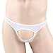LinvMe Men's Sexy See Through Open Front Hole Thong Crtotchless Briefs Underwear White