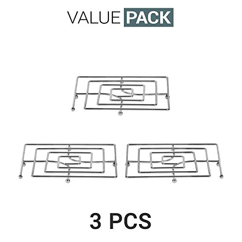 Trivet Set for Hot Dishes or Teapot | Double Coated Chrome Finish Kitchen Accessories for Tables - Modern Collection for Table Decor