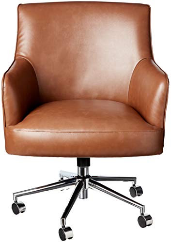 Amazon Brand – Rivet Vegan Leather Adjustable Home Office Chair, 22.8"W, Saddle Brown - Image 2