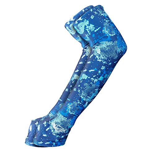Palmyth Fishing Arm Sleeves Arm Warmers Men Women Sun Protection Cooler Sports Running Golf Cycling Basketball Driving Long Arm Cover Sleeves (Blue Camo, L)