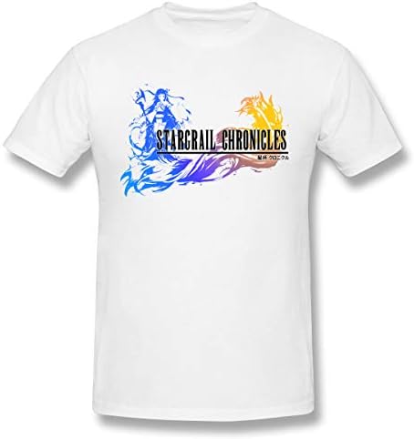 Caiondliil Men's Round Neck Shirt Basic Final Fantasy IV Logo Design Short Sleeve Shirts