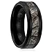 8MM Comfort Fit Titanium Hunting Ring | Black Plated Wedding Band with Camouflage Inlay | Beveled Edges
