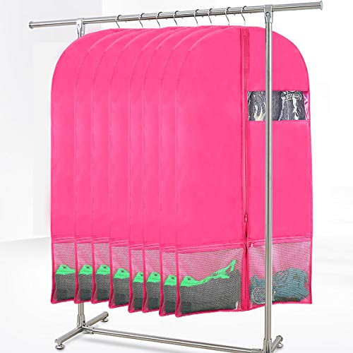 Kernorv Garment Bags for Dance Costumes, Set of 5 Breathable Dust-Proof Garment Bags 51" Dance Garment Bags with Pockets for Dance Costumes, Dress, Jacket, Storage or Travel (Pink) - Thumbnail 5