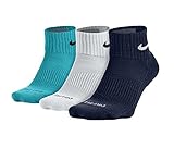 Nike Dri-FIT Cushion Quarter Athletic Socks 3-Pack Multi Color Navy/White/Photo Blue