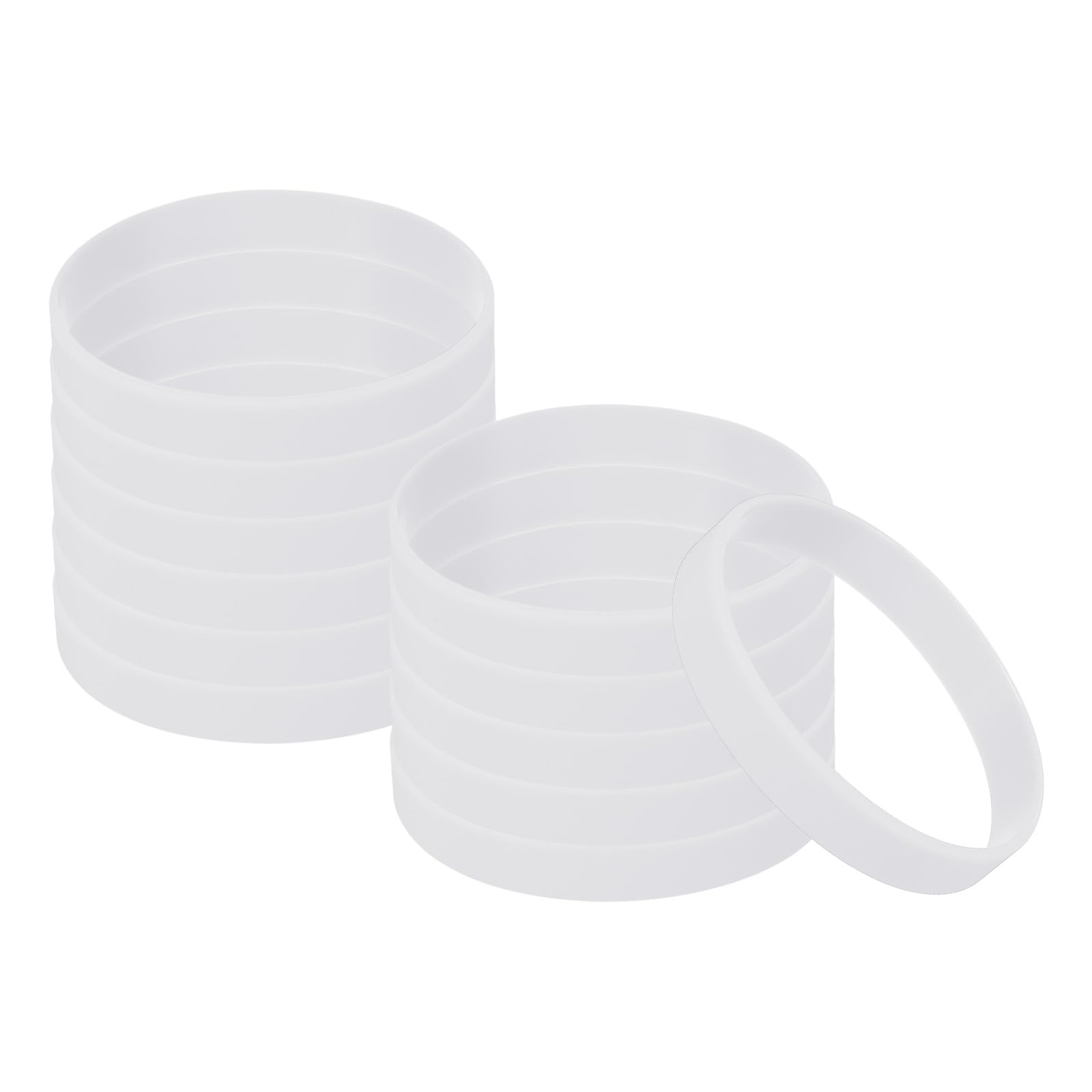 PATIKIL Silicone Bracelets, 12 Pack Rubber Elastic Colored Blank Broaden Wristbands Stretch Sport Bands for Adults Teen Sports Team Games, White