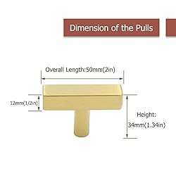 goldenwarm 2Pack Brushed Brass Cabinet Knobs