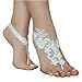 Ruolai Beach Crochet Barefoot Sandals Lace Anklets Bracelets Wedding Party Bangles (White)