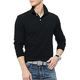 Wishere Men's T-shirt Slim Fit Solid Long-Sleeve Polyester Polo Shirt