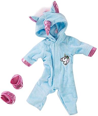 ENCEEN Doll Clothes Unicorn Baby Jumpsuit Outfits with Shoes for Reborn Babies Dolls 15 to 18 Inch, Blue