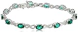 Sterling Silver Created Emerald and Diamond Infinity Bracelet (1/10 cttw, I-J Color, I2-I3 Clarity), 7.25