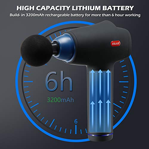 Deep Tissue Massage Gun, Rechargeable Handheld Percussion Massager, Portable Body Muscle Massage gun for Pain Relief and Back Muscle Soreness with 6 Massage Heads and 30 Speed High-Intensity Vibration