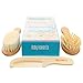3 Piece Wooden Baby Brush and Comb Set for Newborns & Toddlers | Natural Soft Goat Bristles for Cradle Cap | Wood Bristle Baby Brush for Massage | Unisex Baby Registry Gift