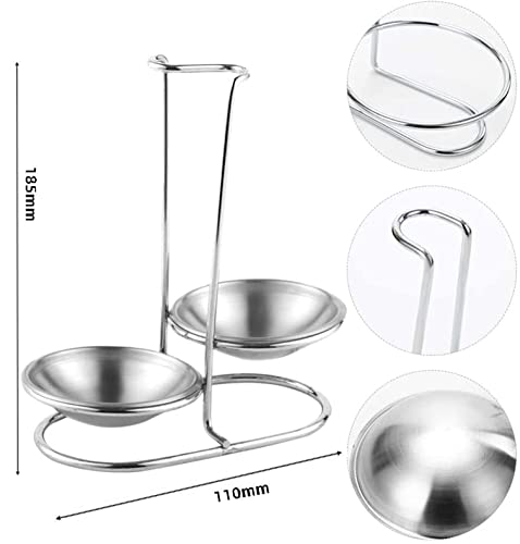 2pcs Stainless Steel Double Ladles Holder Vertical Spoon Rest Cooking Utensils Stand Tray or Hotpot Restaurant, Buffet, Fast Food Restaurant Kitchen Decor