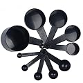 DOITOP 10pcs Professional Measuring Spoon & Cup Set Plastic Teaspoons Baking Tea Spoons for Kitchen Cooking Coffee Tea (Black)