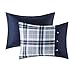 Comfort Spaces Casual Comforter Set Sporty Design, Vibrant Color, Active Lifestyle Boys Bedroom Décor, All Season Soft Microfiber Bedding Set, Decorative Pillow, Sham Blue Plaid Queen 4 Piece