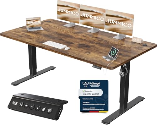 JUMMICO Höhenverstellbarer Schreibtisch 180 x 80 cm, USB-A-Anschluss