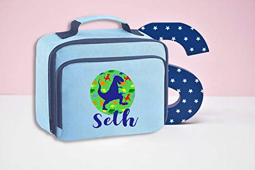 personalised dinosaur lunch bag