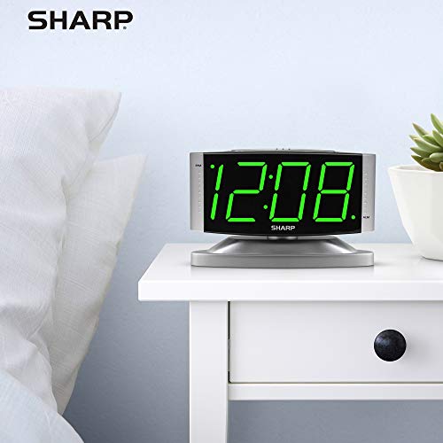 SHARP Home LED Digital Alarm Clock Swivel Base Outlet Powered
