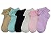 Women High Ankle Lace Socks, Bridal Ruffle Frilly School Girl Princess Dress Sock with Lace Trim For Lolita/Jk W-811 (A1-5 Pairs - 1 Black, 2 Pink, 2 White, with Eyelet Lace)