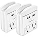 USB Wall Charger Outlet Shelf, Overtime Surge Protection, 2 Outlet Extensions, 2 USB Port Charging Station, ETL Certified, Compatible with iPhone 11 Pro Max/Xs/XS Max/XR/X/8/7/Plus, (2-Pack, Ivory)