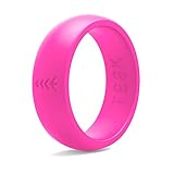 Silicone Wedding Ring for Women. Rubber Wedding Band for Every Day Use - Yoga, Training, Sports, Military, Work, Travel and Outdoor - Pink - Size 5