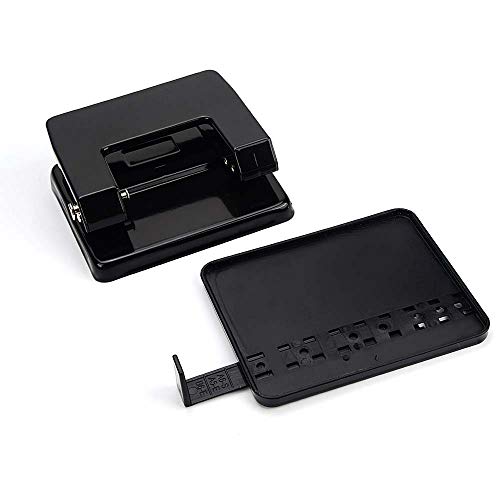 Hand Metal Two Hole Punch Squeeze 20 Sheet Heavy Duty Padded Handle Puncher for School, Home and Office-Black