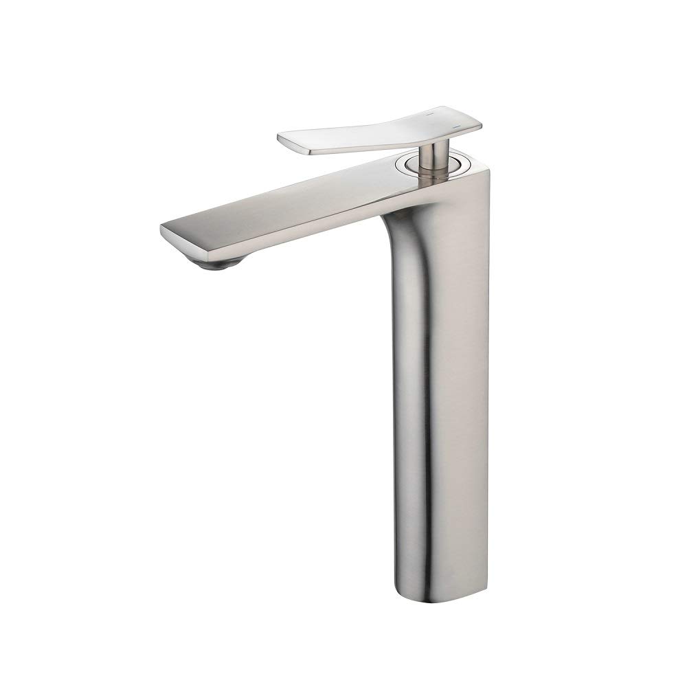 Brushed Nickel Bathroom Faucet Single Hole,Modern Square Single Handle Bathroom Sink Washbasin Vanity Sink Faucet GT7990N