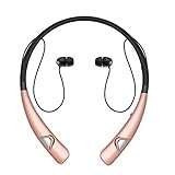 Wireless Headphones, Bluenin Bluetooth Wireless Workout Earphones Headset Sweatproof Earphones with Mic and Hand-free Earbuds Neckband Design for iPhone, iPad, PC, Samsung (Rose Gold)